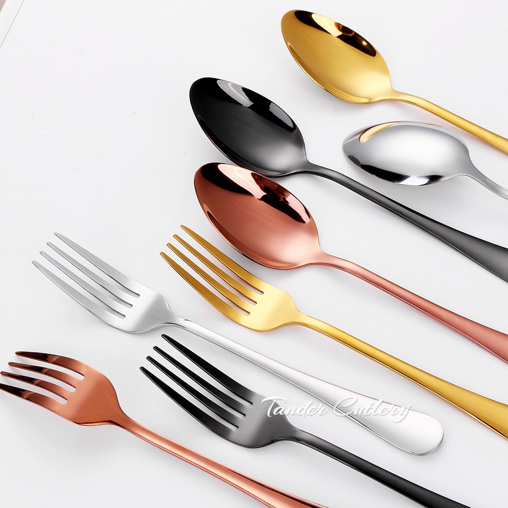 Colorful stainless steel serving forks