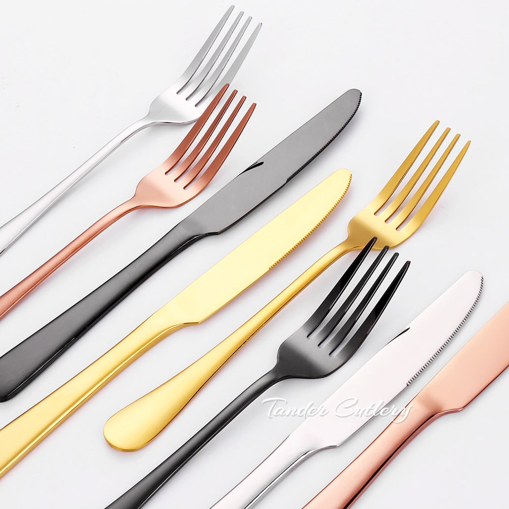 Colorful stainless steel serving forks